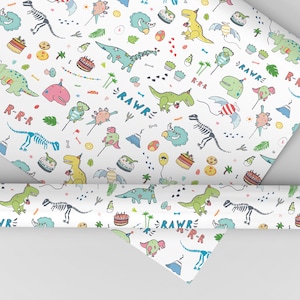 Papier cadeau anniversaire dinosaure - Papier cadeau dinosaure, papier cadeau dinosaure, papier d'anniversaire, papier cadeau dinosaure fête, papier cadeau dinosaure