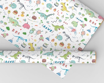 Papier do pakowania prezentów urodzinowych z motywem dinozaura – papier do pakowania prezentów z motywem dinozaura, papier do pakowania prezentów z motywem dinozaura, papier urodzinowy, papier na prezent na przyjęcie z motywem dinozaura, papier do pakowania prezentów z motywem dinozaura
