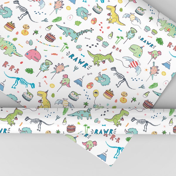 Dinosaur Birthday Wrapping Paper - Dino Gift Wrap, Dinosaur Gift Wrap, Birthday Paper, Dinosaur Party Decorations, Dinosaur Wrapping Paper