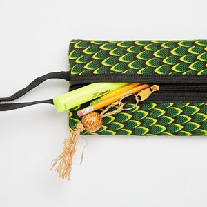 Green African Ankara Fabric Pencil Case
