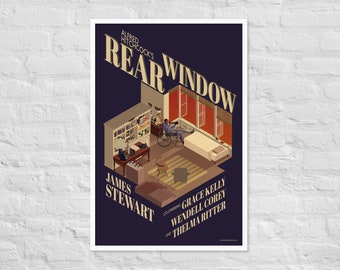 Rear Window (1954) Retro Vintage Cinema Art Tribute Poster