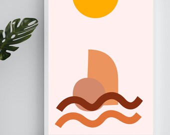 Minimalist Nature Landscape Poster Decor (Set of 4), Printable Wall Art, Home Wall Art Decor, Digital Print, Instant Download