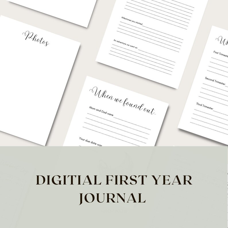 Baby book first year journal digital download printable etsy