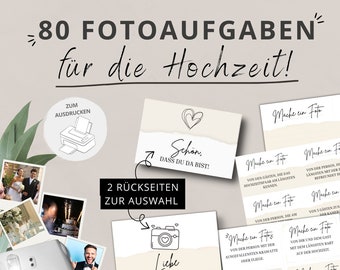 80 fototaken voor de bruiloft PDF-download + blanco sjablonen om uit te printen - trouwspel om elkaar te leren kennen - fotospel/fotodooskaarten - A4