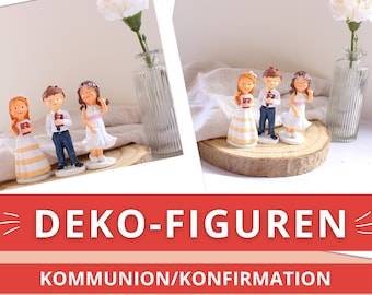 Deko-Figuren Kommunion + Konfirmation | Tortenfigur Junge & Mädchen | Figuren für Geldgeschenke basteln | moderne Figuren als Kommunionsdeko