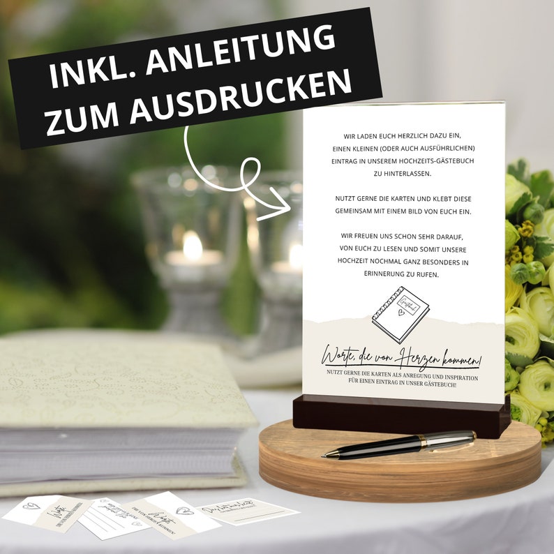 40 Gästebuchkarten zur Hochzeit PDF Download Blanko Vorlagen zum Ausdrucken DIY Gästebuch Vorlagen Fragekarten als Hochzeitsgeschenk Bild 3