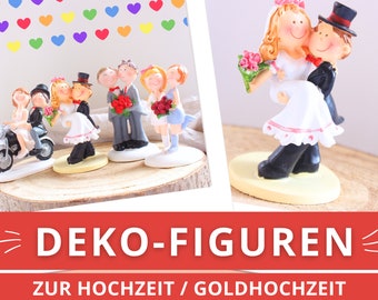 Deko-Figuren Hochzeit | Tortenfigur Goldhochzeit | Hochzeitsfiguren für Geldgeschenke | moderne Figuren Hochzeitsdeko | Brautpaare Hochzeit