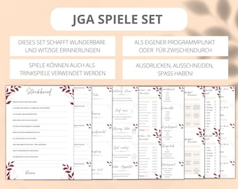 10 JGA Games Women Set for the Hen Party - Team Bride Missions JGA Tasks Autumn Design - Digital Games to Print
