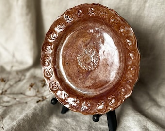 Vintage handmade pottery plate / brown pottery plate collectable / mcm pottery / mid century plate