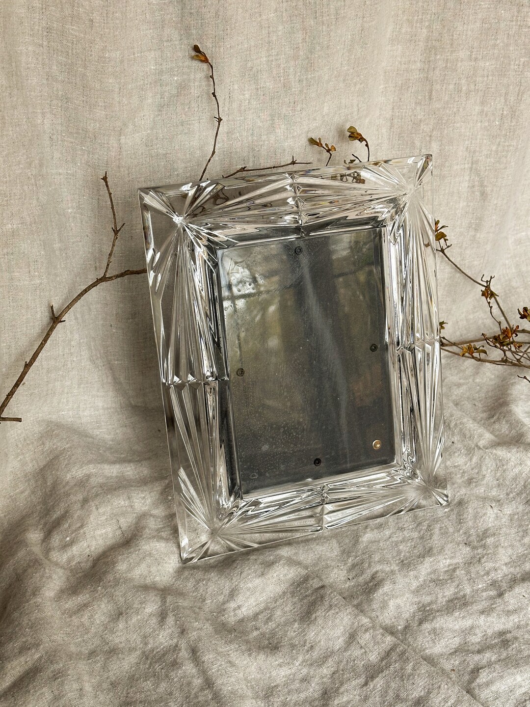 4 Vintage Cut Glass Photo Frames / Crystal Picture Frames / Etsy