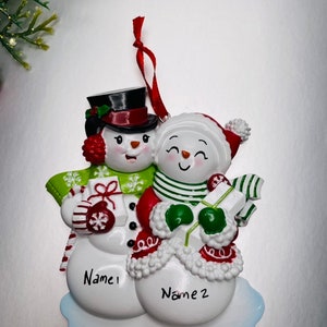 Snowman Couple Ornament, Personalized Couple Christmas Ornament, First Christmas Together Ornament, Holiday Gift Snow Couple