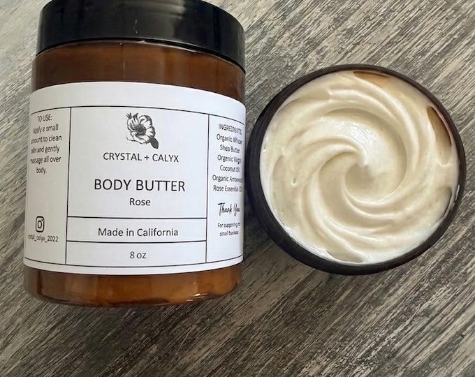 ORGANIC BODY BUTTER Whipped Organic Shea Butter Body Butter for Mom Gift for Friend Gift for Sister Crystal + Calyx