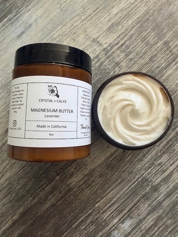 ORGANIC MAGNESIUM LOTION Body Butter Whipped Shea Butter Topical Magnesium Skincare Gift for Mom Wife Friend Sister by Crystal + Calyx