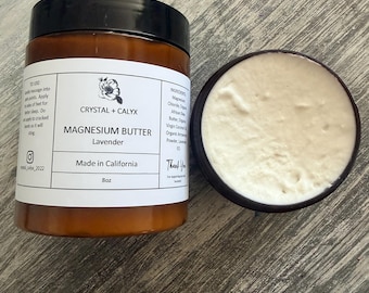 Lotion au magnésium bio, beurre corporel fouetté au beurre de karité, soin topique au magnésium, cadeau idéal pour maman, épouse, amie, sœur, par Crystal + Calyx