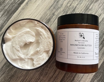 ORGANIC MAGNESIUM LOTION Body Butter Whipped Shea Butter Topical Magnesium Skincare  by Nature’s Beauty