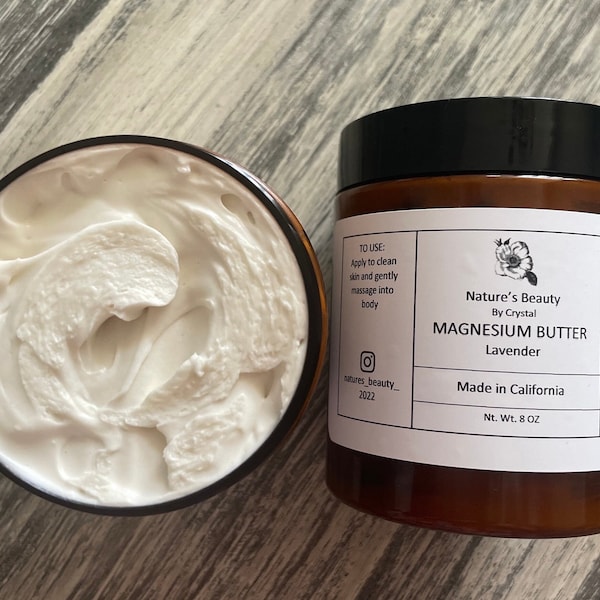 ORGANIC MAGNESIUM LOTION Body Butter Whipped Shea Butter Topical Magnesium Skincare  by Nature’s Beauty