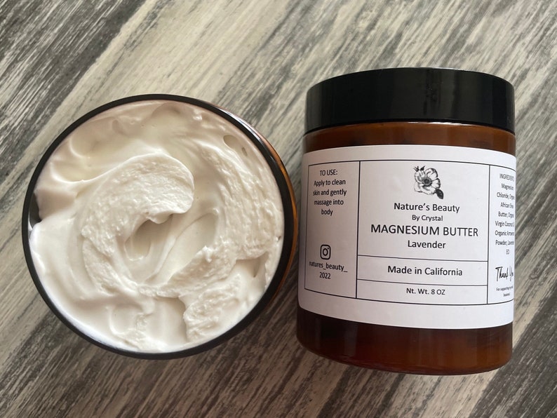 ORGANIC MAGNESIUM LOTION Body Butter Whipped Shea Butter Topical Magnesium Skincare by Nature’s Beauty