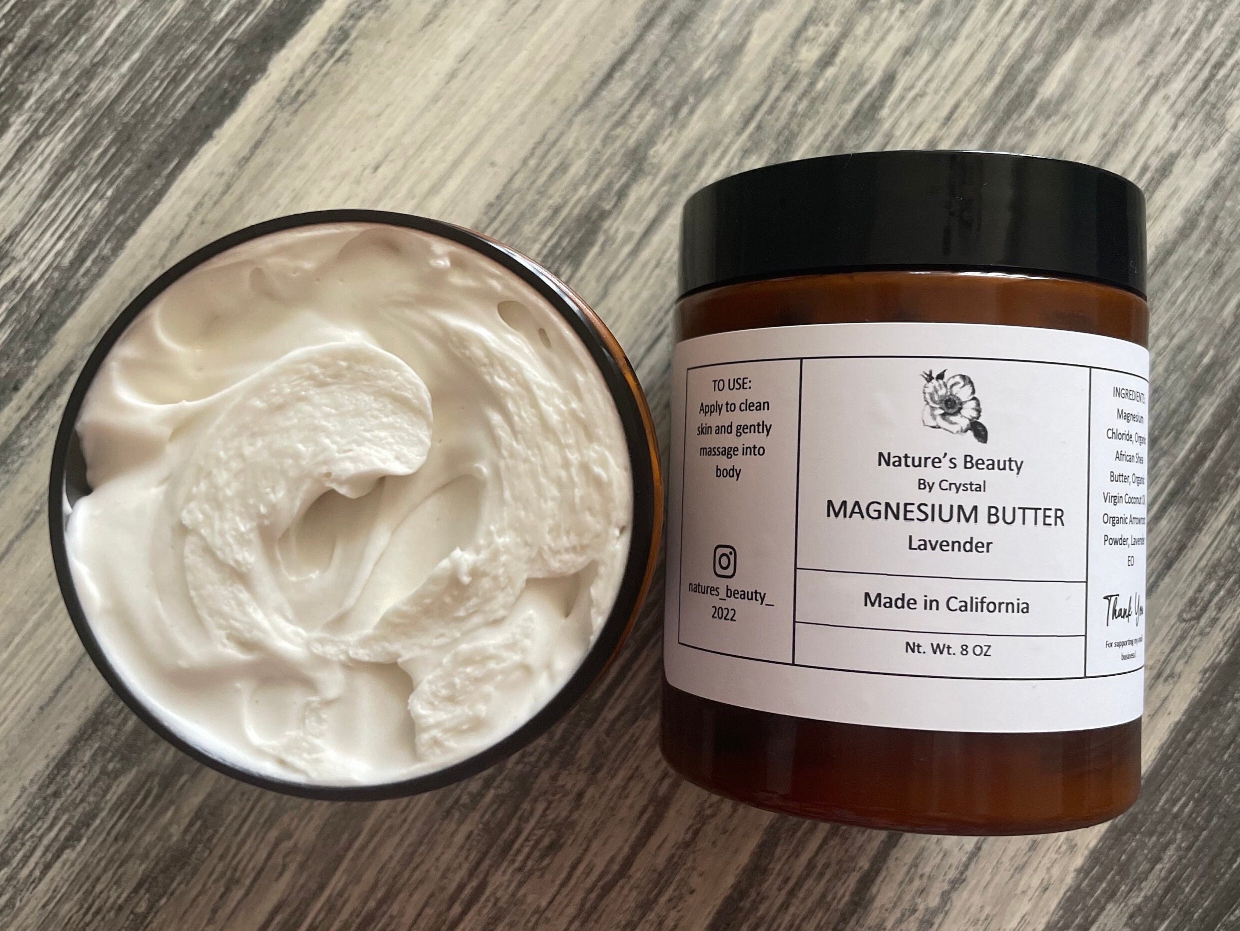 ORGANIC MAGNESIUM LOTION Natural Cream Body Butter Whipped Shea Butter Topical Magnesium Skincare Gift Idea Self Care by Nature’s Beauty