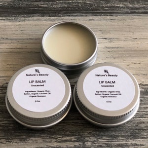 Organic Shea Butter Lip Balm: Beeswax & Coconut Oil - 3 Pack