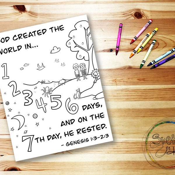 Creation Coloring Page for Kids Bible - Etsy