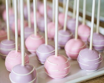 Homemade Cake Pops, Pink and Purple Cake Pops , Birthday Theme Chocolate and Vanilla Cake Pops