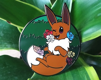 Eevee Floral Hard Enamel Pin | Eeveelution Lapel Pin