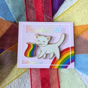 ゲイプライドフラッグキャットハードエナメルピン | ラペルピン | レインボーフラッグピン | lgbtq+ピン | lgbtピン | lgbtqiaピン