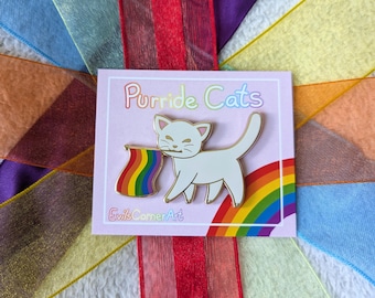 Gay Pride Flag Cat Hard Enamel Pin | Lapel Pin | Rainbow Flag Pin | lgbtq+ Pin | lgbt Pin | lgbtqia Pin