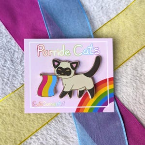 Pansexual Pride Flag Cat Hard Enamel Pin | Lapel Pin | Pan Flag Pin | lgbtq+ Pin | lgbt Pin | lgbtqia Pin