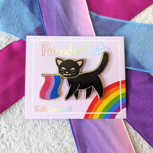 Bisexual Pride Flag Cat Hard Enamel Pin | Lapel Pin | Bi Flag Pin | Lgbtq+ Pin | Lgbt Pin | LGBTQIA Pin