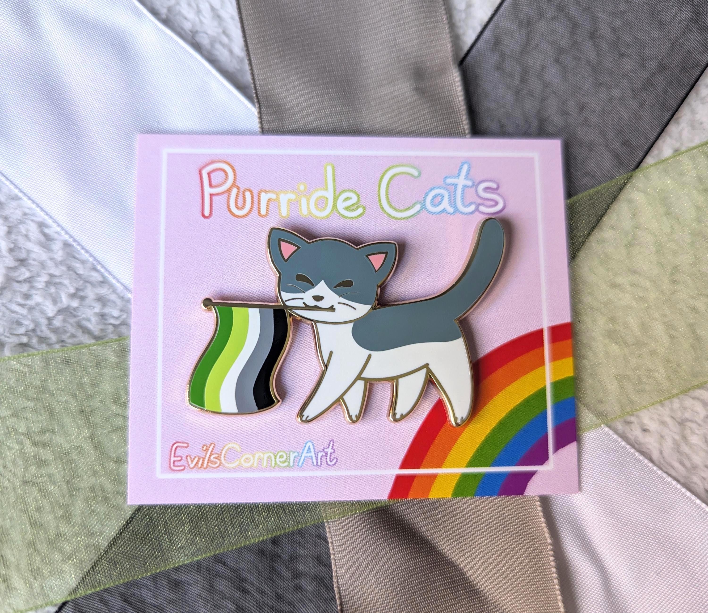Aroflag Pin Aromantic Pride Flag Cat Hard Enamel Pin | Lapel Pin | Aro Flag Pin ...
