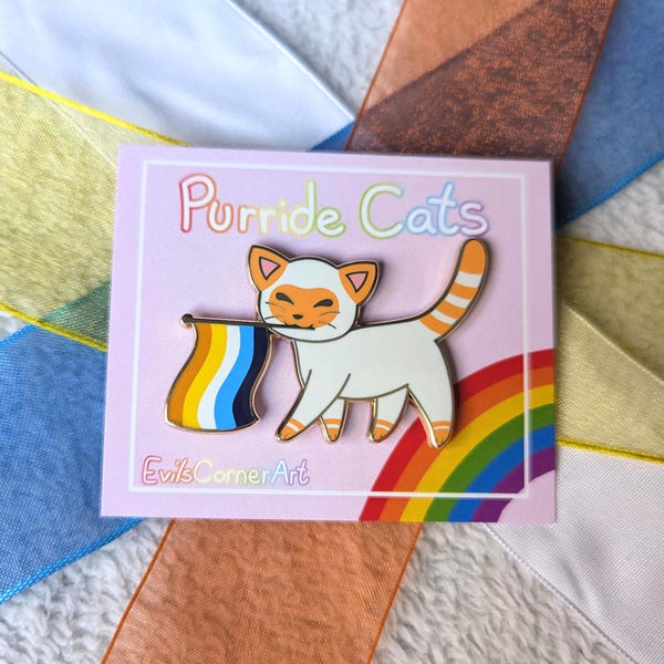 Aroace Pride Flag Cat Hard Enamel Pin | Lapel Pin | Aromantic Asexual Flag Pin | LGBTQ+ Pin | lgbt Pin | lgbtqia Pin