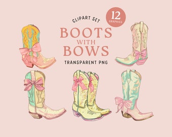Coquette Boots Bows Cowgirl Clip Art Cowboy Western Boots Transparent PNG