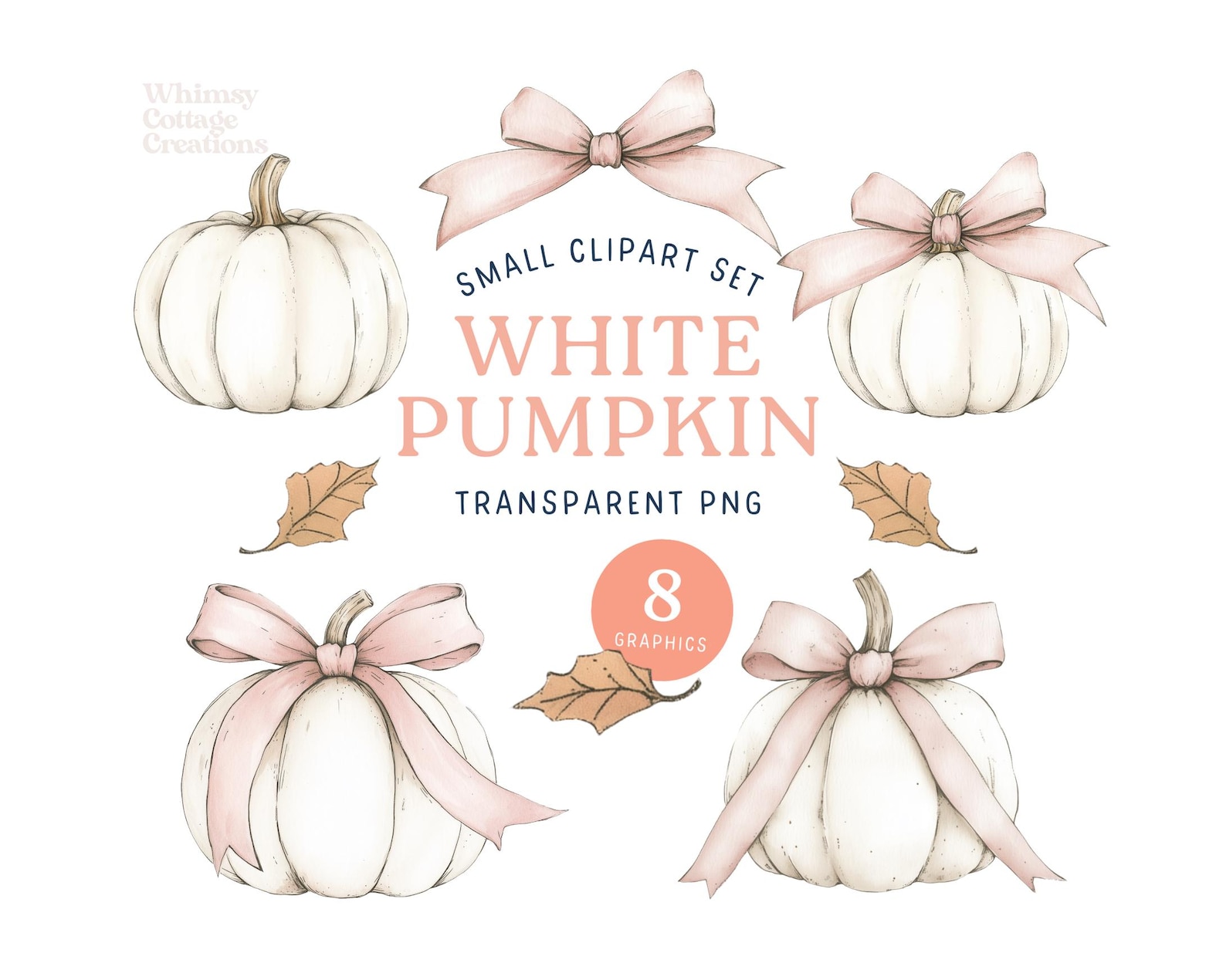 Fall Watercolor Pumpkins With Bows PNG Clipart Transparent PNG Bow ...