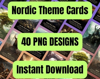 Cartes numériques Oracle Nordic - Jeu imprimable de 40 cartes Mythologie nordique