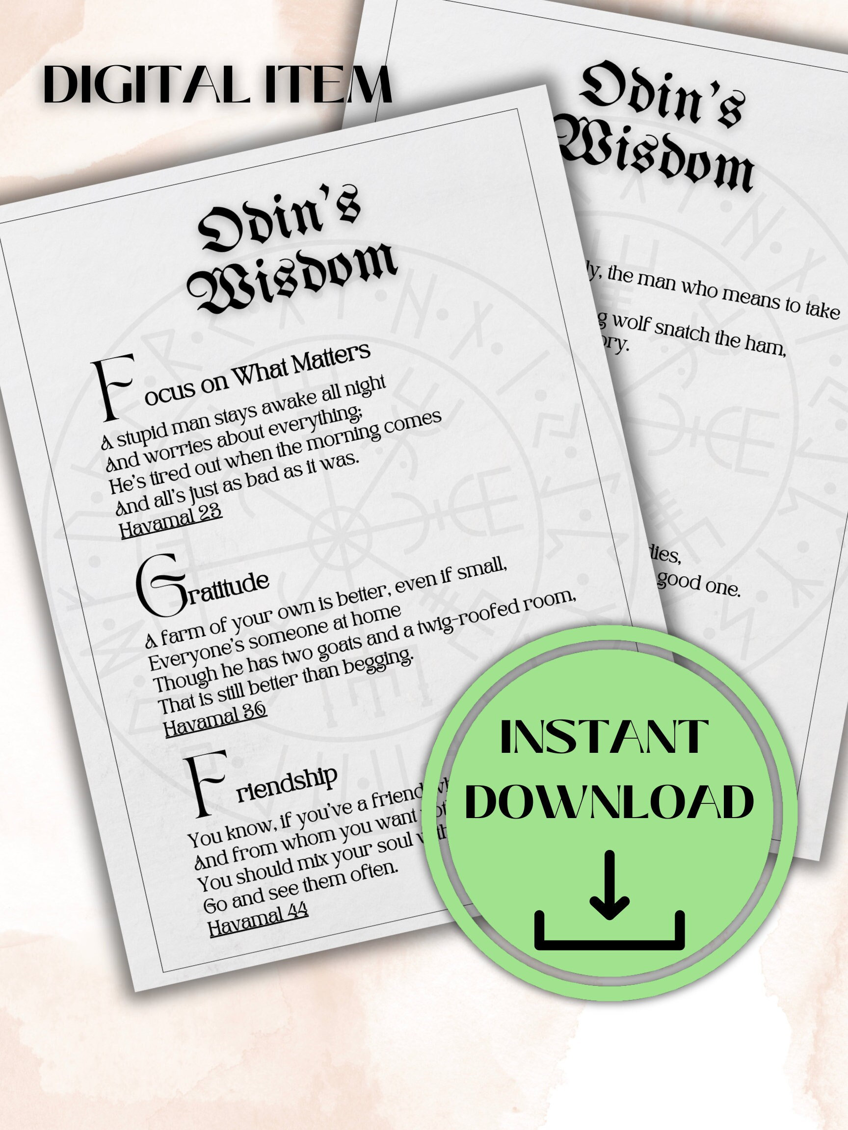store product block Viking Wisdom Wall Art. Odin Teachings Digital poster