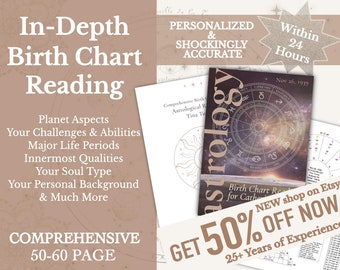 In-Depth Astrology Birth Chart Reading, Full Natal Chart Report, Professional Birthchart Analysis Report, Personalized Gift