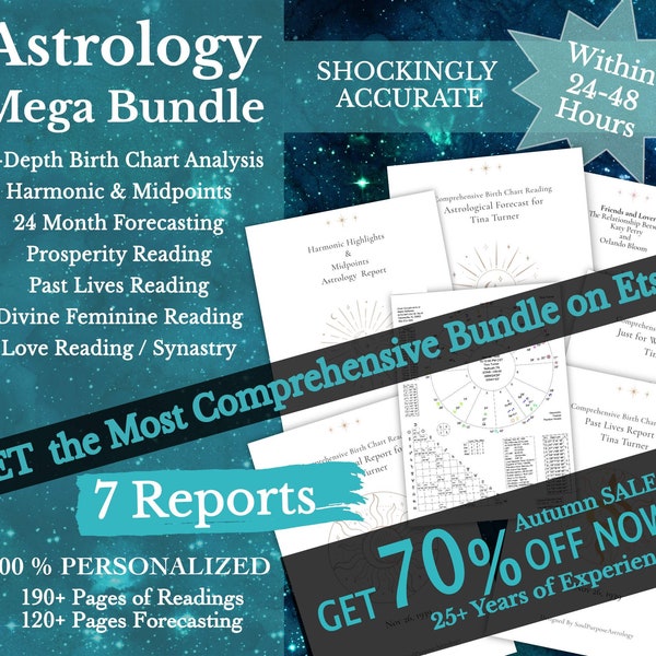 In-Depth Birth Chart Reading, Full Astrology Natal Chart Report Analysis, 100% Personalized Birth Chart Astrology Mega Bundle