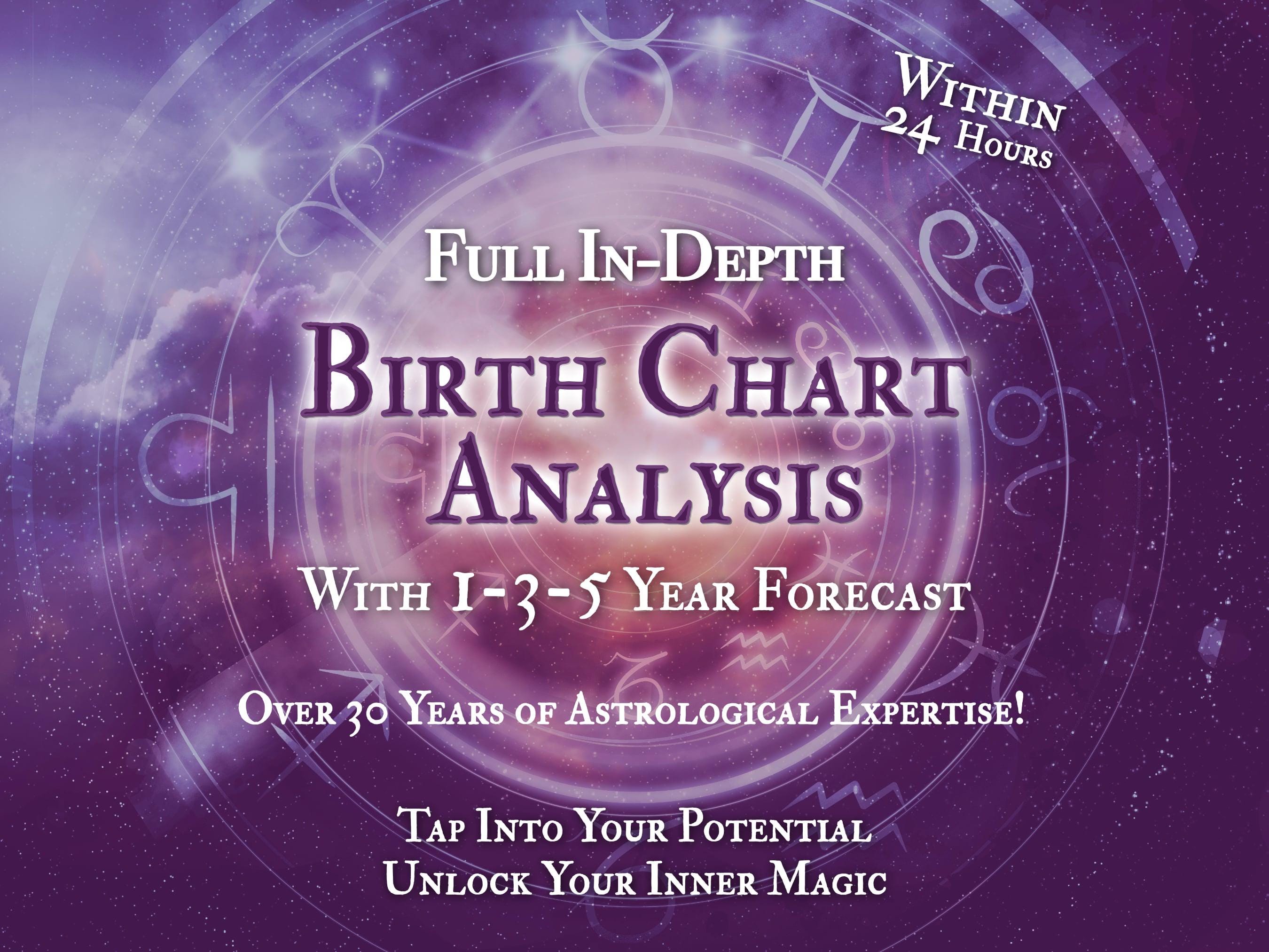 Detailed Birth Chart Analysis, Natal Chart Reading, Astrology Reading, Birth Chart Same Day + Astrology Forecast