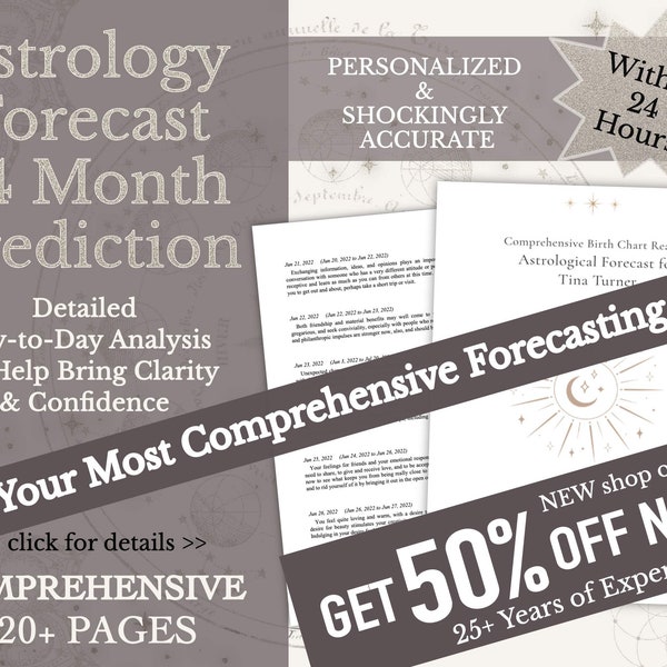 Astrologie-Vorhersage-Zukunftsvorhersagen, persönlicher Horoskopbericht: Personalisierte 24-Monats-Transitablesung (Vergangenheit oder Zukunft)