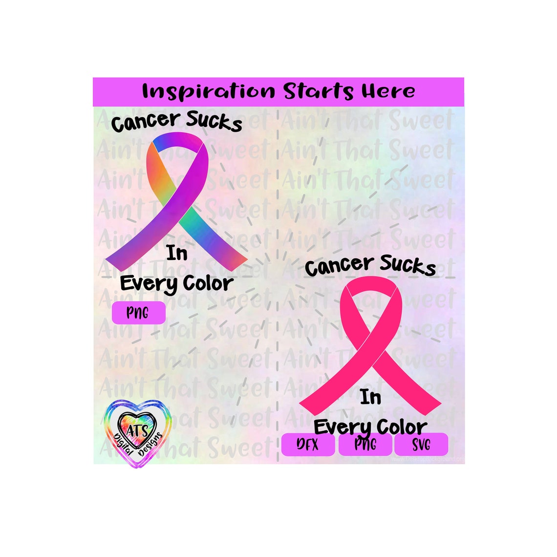 Cancer Sucks in Every Color Ribbon Transparent PNG SVG DXF - Etsy