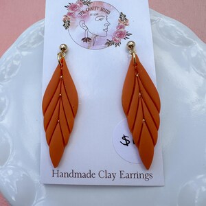 Orange Leaf Earrings| Polymer Clay Earrings | Dangle Earrings | Statement Earrings