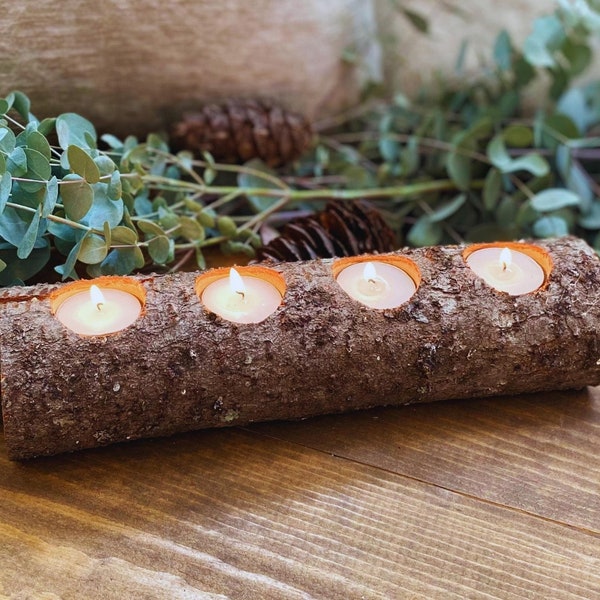 Log Candle Holder Etsy