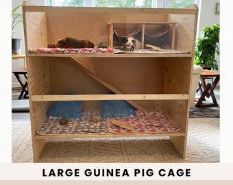 Large Guinea Pig Cage, Wood Guinea Pig Cage, Big Guinea Pig Cage For Two, Guinea Pig House Habitat Hutch Enclosure Wooden Guinea Pig Home