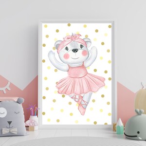 Bear, Printable Wall Art, Ballerina Girl Room Decor, Nursery Room Decor, Kids Room Decor, Printable Art, DIGITAL DOWNLOAD