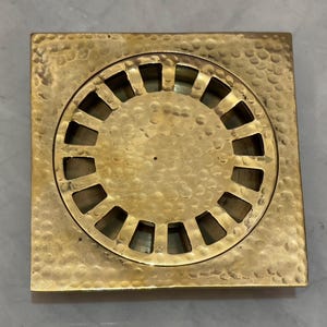 Engraved Square Shower Drain made of Solid Copper , Copper Floor Drain Hammered Square Shower Drain made of Solid Brass
