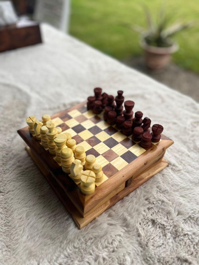 Holz Schach Set Faltbare Magnetischen Große Board Mit 32 Schach