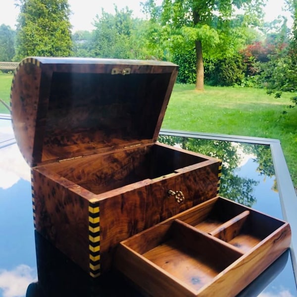 Organisateur en bois avec clé, cadeaux boîte de puzzle en bois pour vos enfants, boîte secrète pour petits bijoux, boîte de système en bois de serrure, bois de Thuya fait à la main