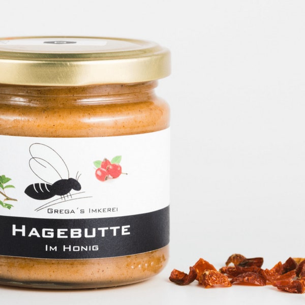 Hagebutte im Honig 250g von Gregas Imkerei | Honig von Imker mit natürlichen Zutaten | Honigsüßer Brotaufstrich | Honigsüße Geschenkidee