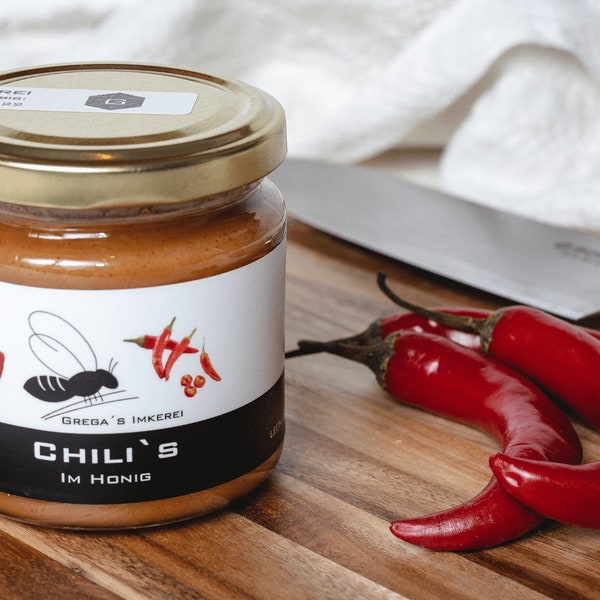 Chili im Honig 250g von Gregas Imkerei | Honig von Imker mit natürlichen Zutaten | Honigsüßer Brotaufstrich | Honigsüße Geschenkidee